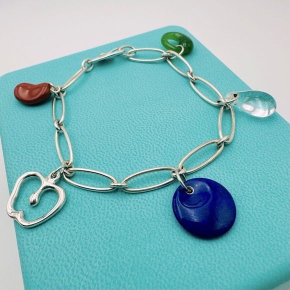 RARE Tiffany & Co. Peretti Gemstone Jade Crystal Lapis Lazuli Jasper Bracelet - Picture 1 of 15